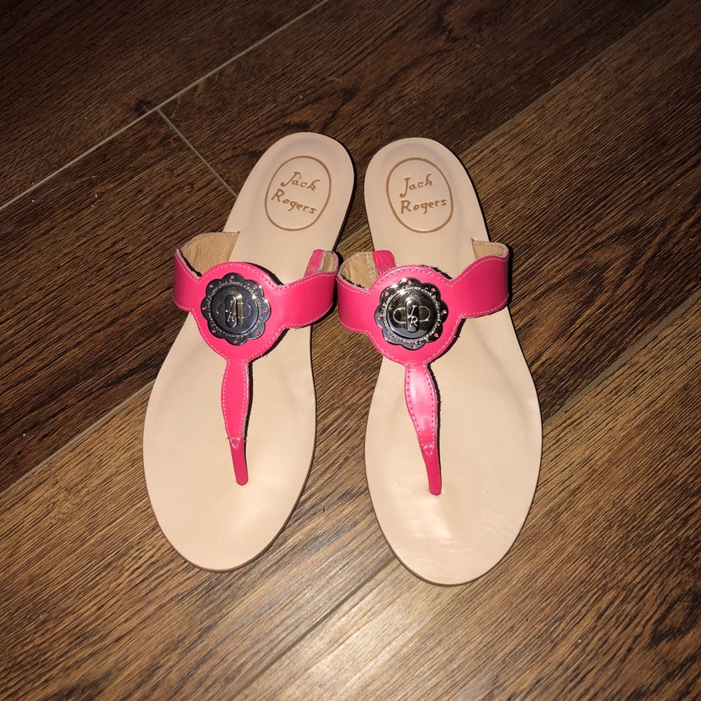 Jack Rogers Larissa Leather Thong Sandals - Pink